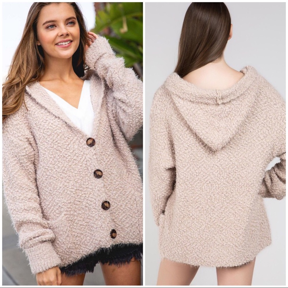 1 LEFT SALE‼️ Dakota Mohair Cardigan-Beige - Picture 4 of 6